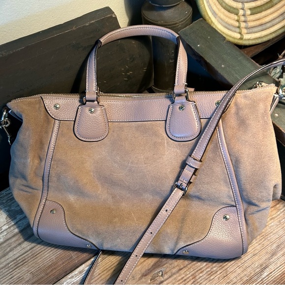 COACH Taupe Suede Leather Shoulder Mickie - Picture 3 of 16